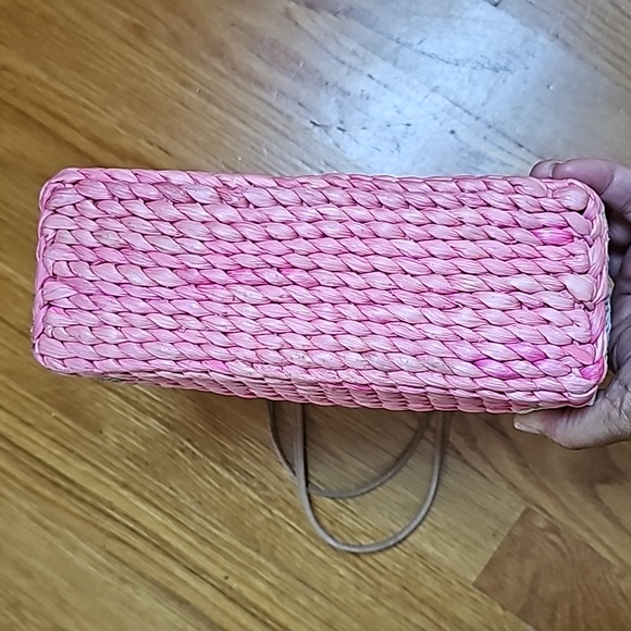 Pink Straw Wicker Square Bag - Picture 5 of 6